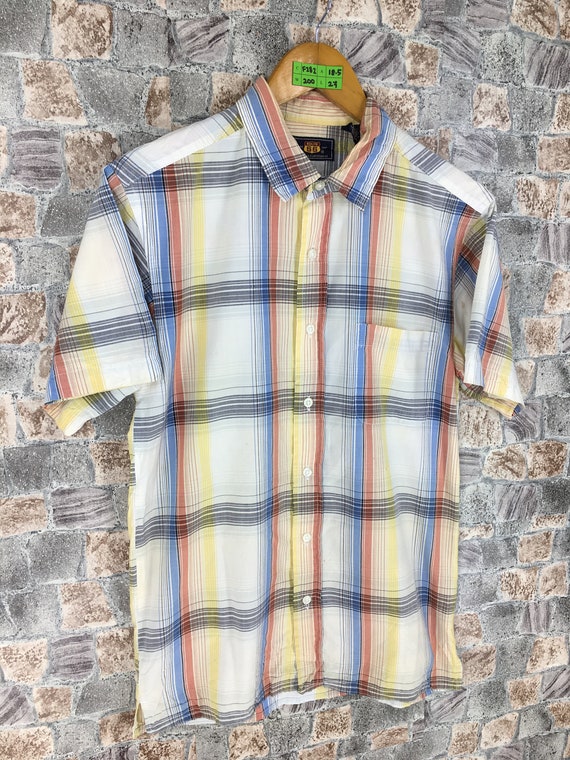 Vintage Checkered Flannel Shirt Small Plaid Checkered Rainbow - Etsy