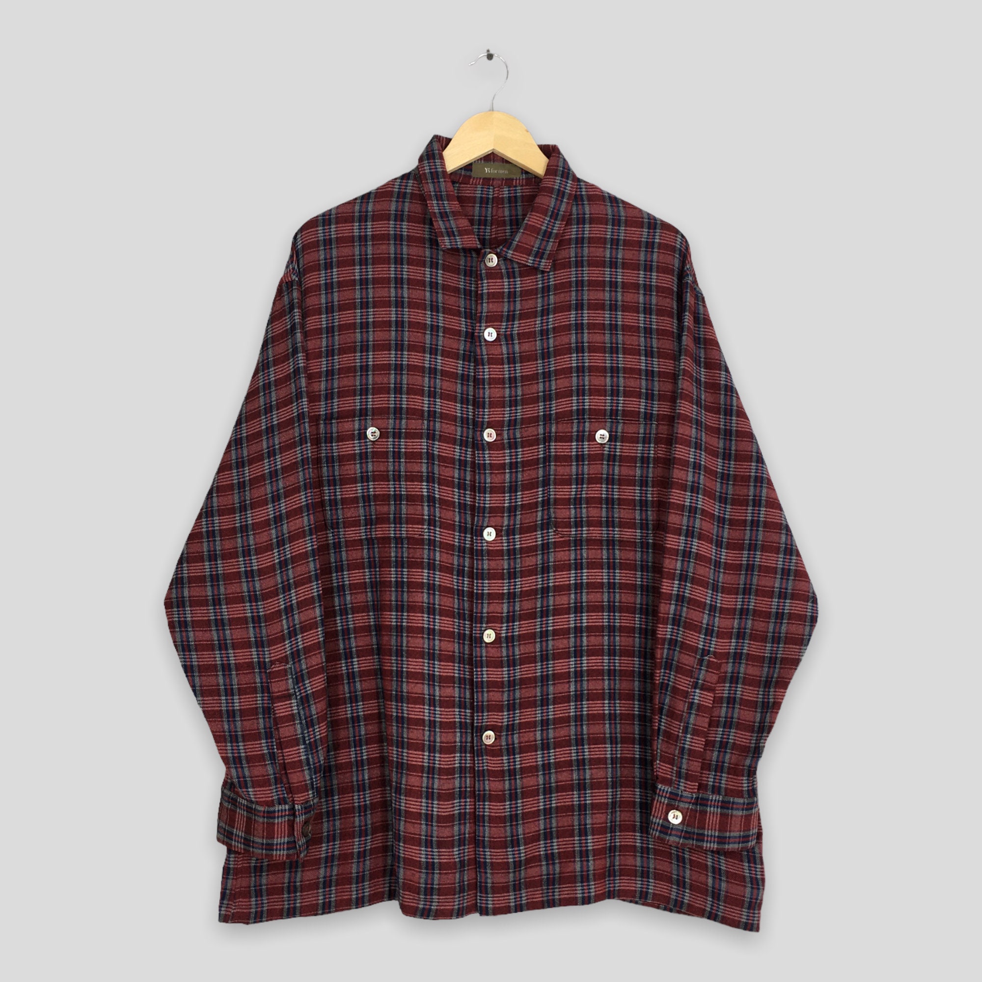 【Y's for men】90s archive border tee Y's for Men Yohji Yamamoto Checkered Red Oxfords Shirt