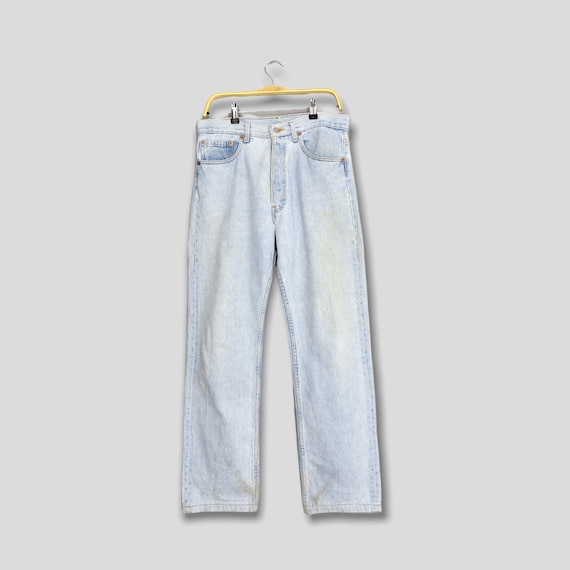 Size 31x29 Vintage Levis 501 Pale Blue Jeans Dirt… - image 1