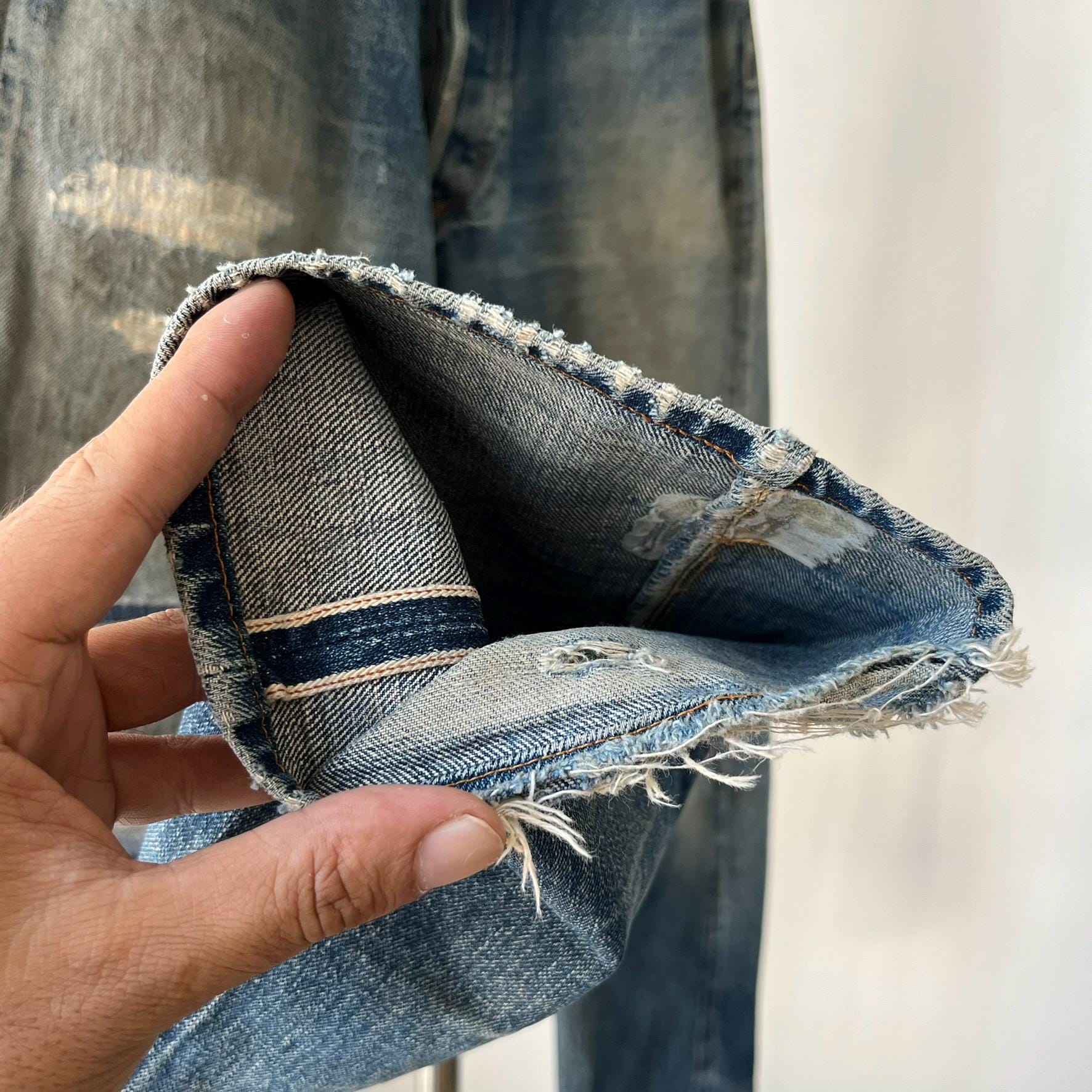 Size 29x30 Vintage 1990s Denime Japan Faded Honeycomb Selvedge