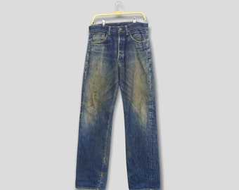 Size 31x33 Vintage Levi&#39;s 501XX Big E LVC Japan Faded Dirty Denim Rusty Gold Jeans 90s Levi&#39;s Big E Redline Selvedge Distressed Jeans W31