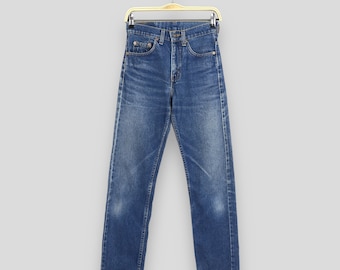 Maat 25 x 29,5 vintage jaren 80 Levi's 505 vervaagde blauwe damesjeans Levi's rechte jeans Levi's 505 rits hoog getailleerde mom gescheurde jeans W25