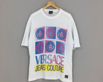 Vintage Versace Jeans Couture Medusa White Tshirt Large Gianni Versace The Doll Paint Versace Italy Tee Versace Avant Garde Fashion Size L