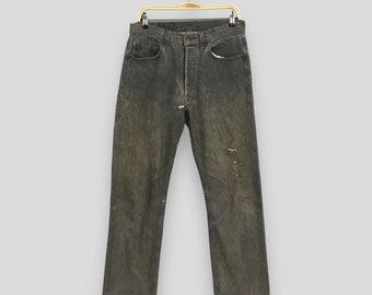 Size 31x29 Vintage 90s Levi's 501 Black Jeans Light Wash Levi's Straight Cut Jeans Levi's 501 Button Fly Denim Levi's Usa Jeans W31