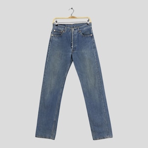 Tamanho 28x31,5 Jeans Levi&#39;s 501 azul desbotado vintage dos anos 90 Jeans Levi&#39;s 501 regular fit Jeans Levi&#39;s 501 unissex Jeans Levi&#39;s stonewashed W28