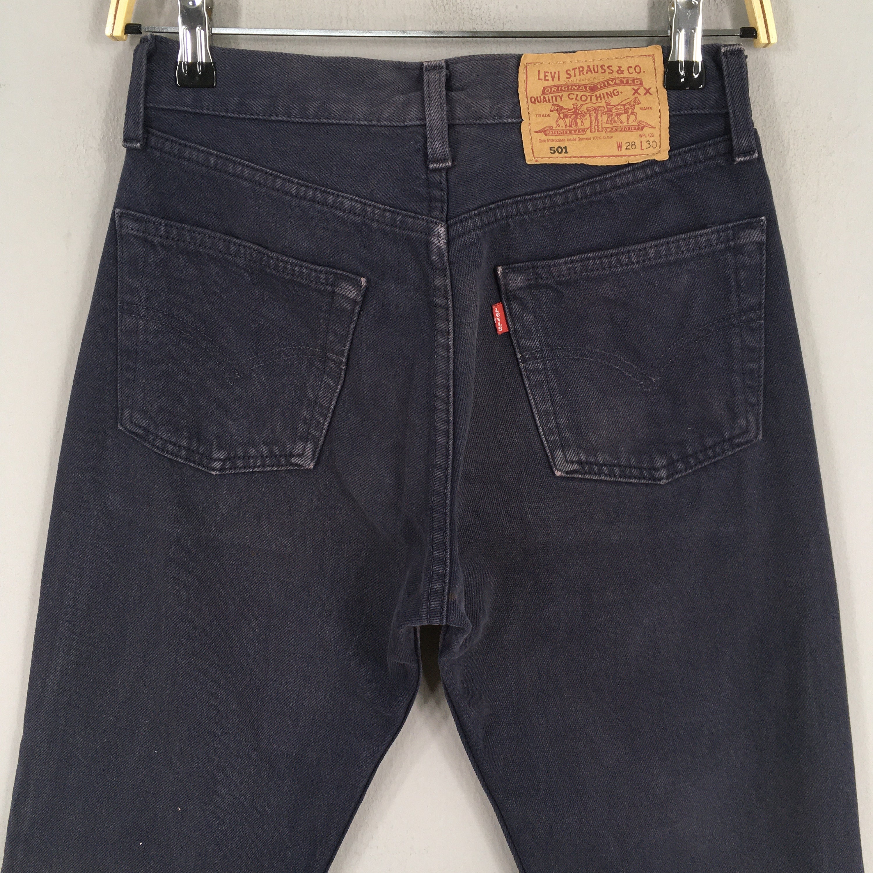 Size 25x29 Vintage 90s Levi's 501 Black Jeans Light Wash Levi's