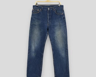 Size 33x29.5 Vintage 80s Levi's 501 Faded Blue Jeans Light Wash Levi's Straight Cut Jeans Levi's 501 Button Fly Denim Levi's Usa Jeans W33