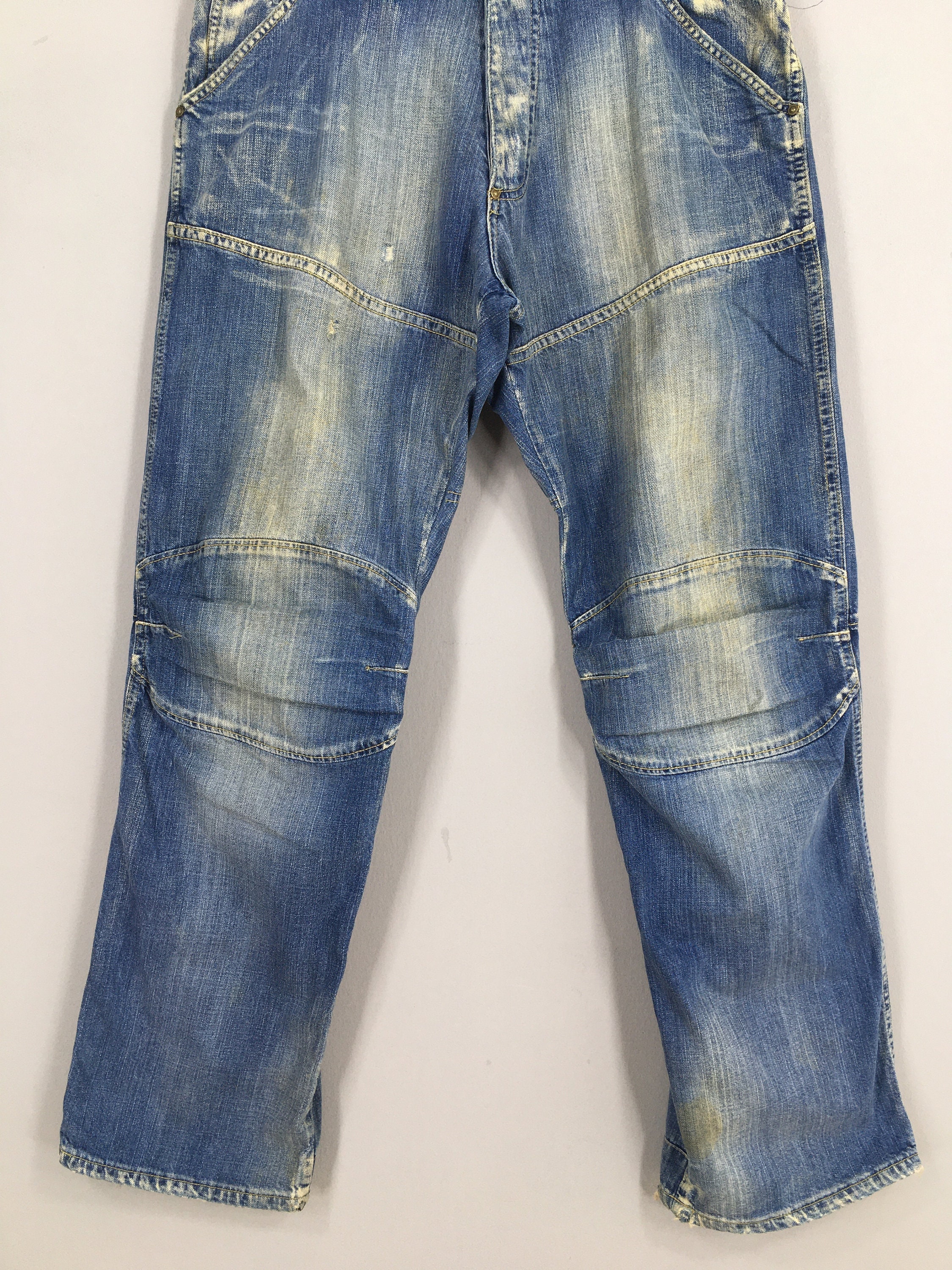 Size 34x30.5 G Star Original Raw Denim Faded Padded Knee