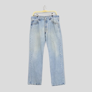Size 34x30 Vintage Levi&#39;s 501 Light Wash Blue Jeans Acid Washed Jeans Levis 90s Faded Dirty Denim Jeans Levis Pale Blue Mom Jeans W34