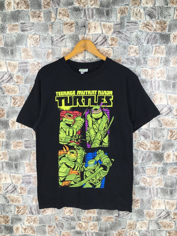 VINTAGE Teenage Mutant Ninja Turtles Shirt Youth Medium Brown Cartoon Kids 80s* 