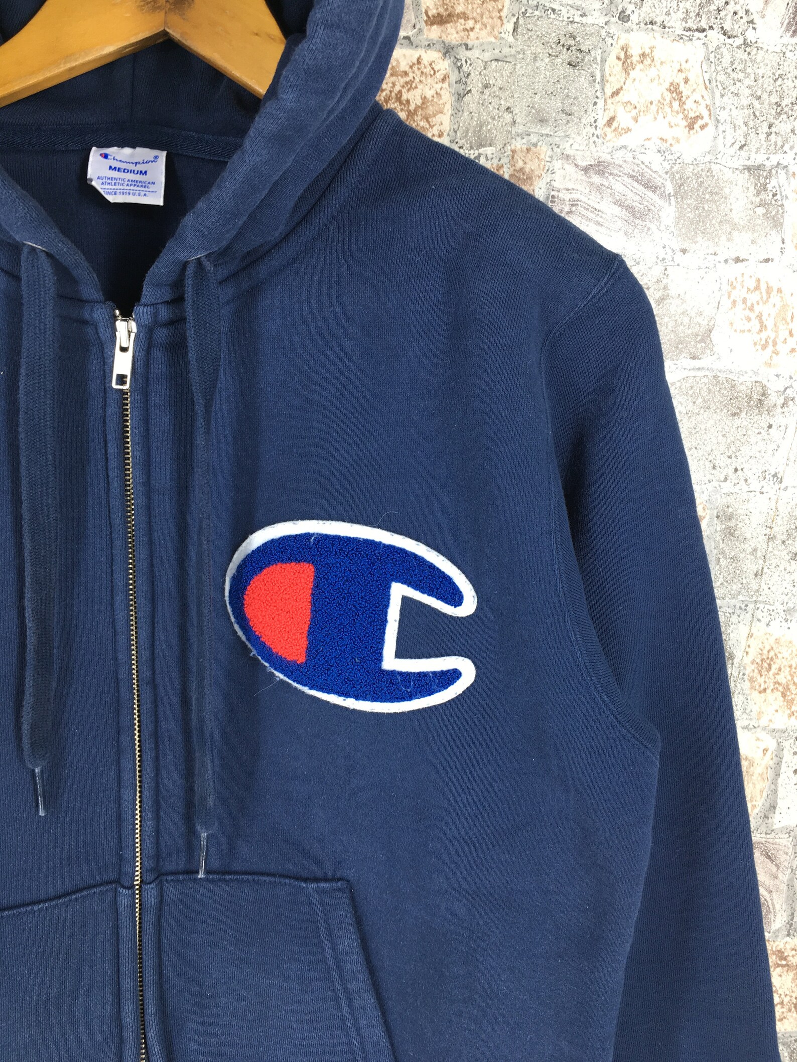 Vintage Champion Hoodie Sweater Medium Women Champion Big Logo - Etsy