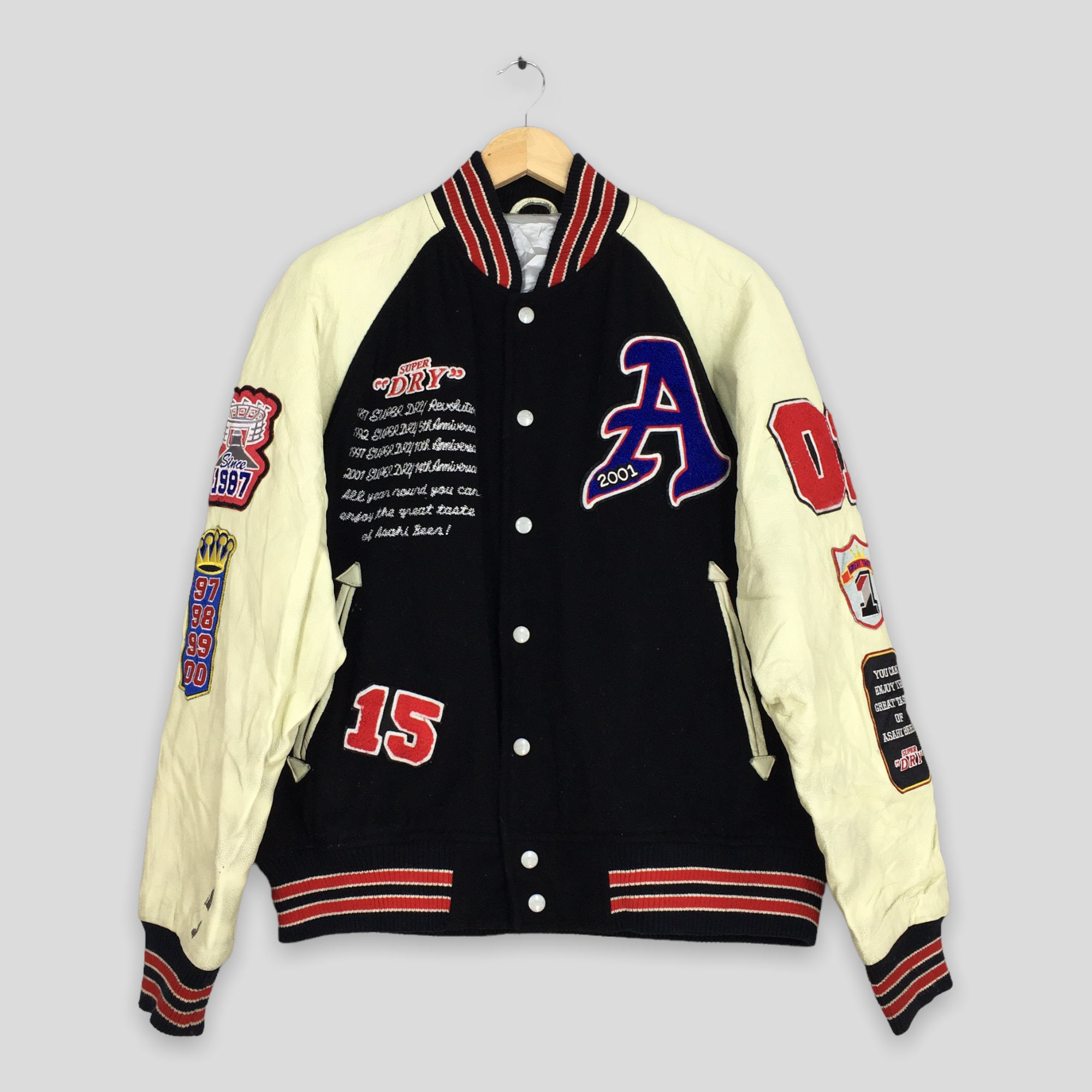 Multi-Patches Mixed Leather Varsity Blouson - Ready to Wear