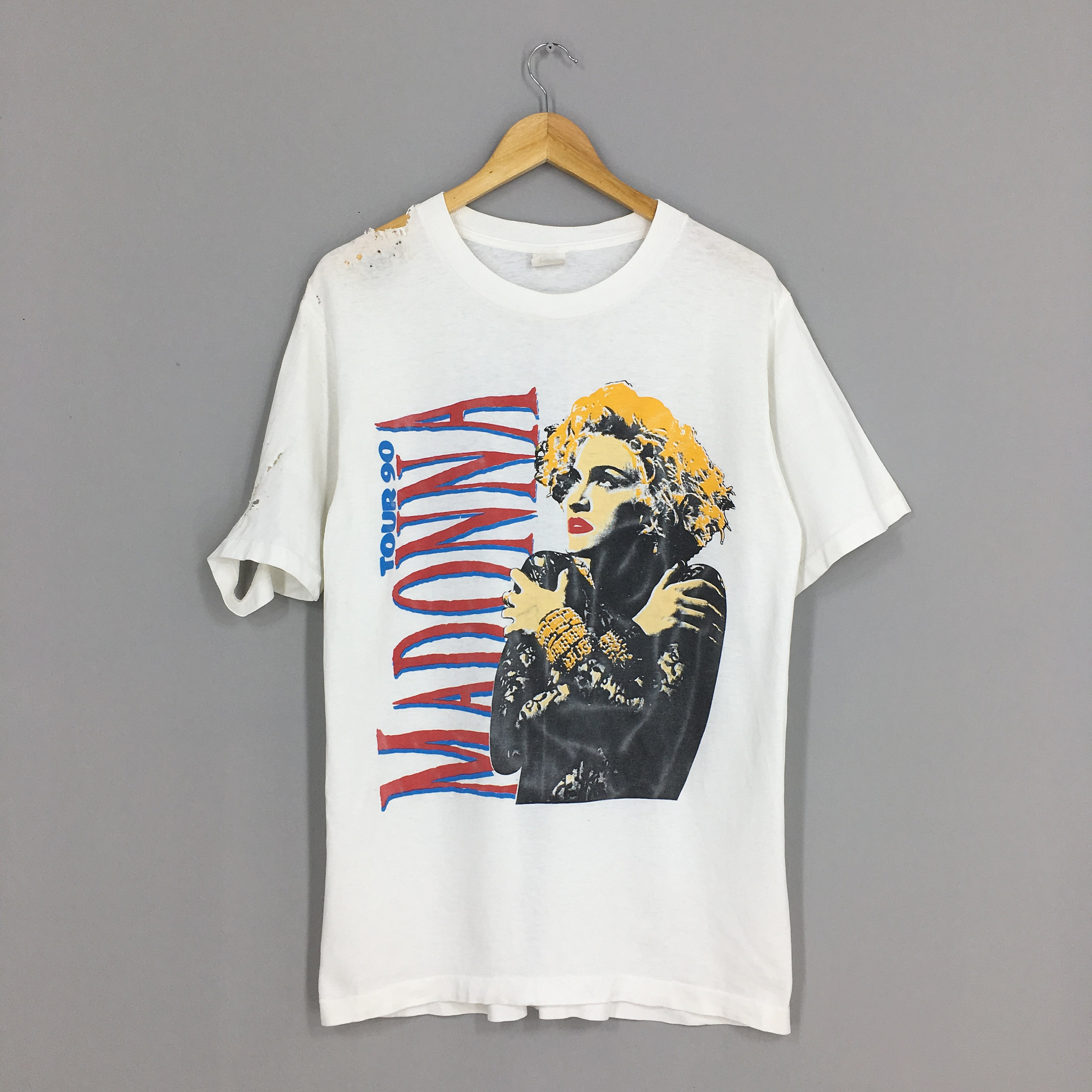 Vtg 1990 Madonna Blond Ambition Tour Concert T-Shirt L 90s Pop Muziek Hanes Blonde Kleding Gender-neutrale kleding volwassenen Tops & T-shirts T-shirts T-shirts met print 