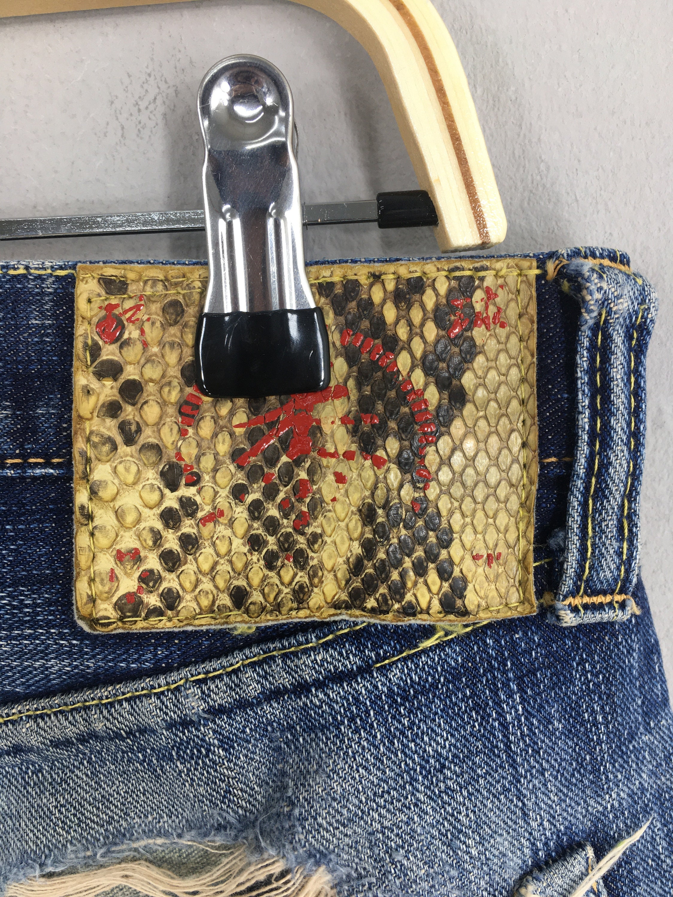 Size 32x31 Vintage Sugar Cane Python Jeans Distressed Faded