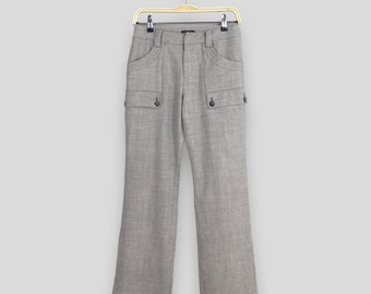 Größe 27x28.5 Sonia Rykiel Lässige Bootcut Hose Sonia Rykiel Damen Lässige Weite Bein Ausgestelltes Y2K Multi Pocket Sonia Rykiel Graue Hose W27