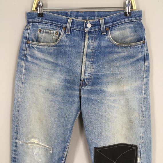 Size 31x29.5 Vintage 90s Levi's 501 Faded Blue Jeans Light