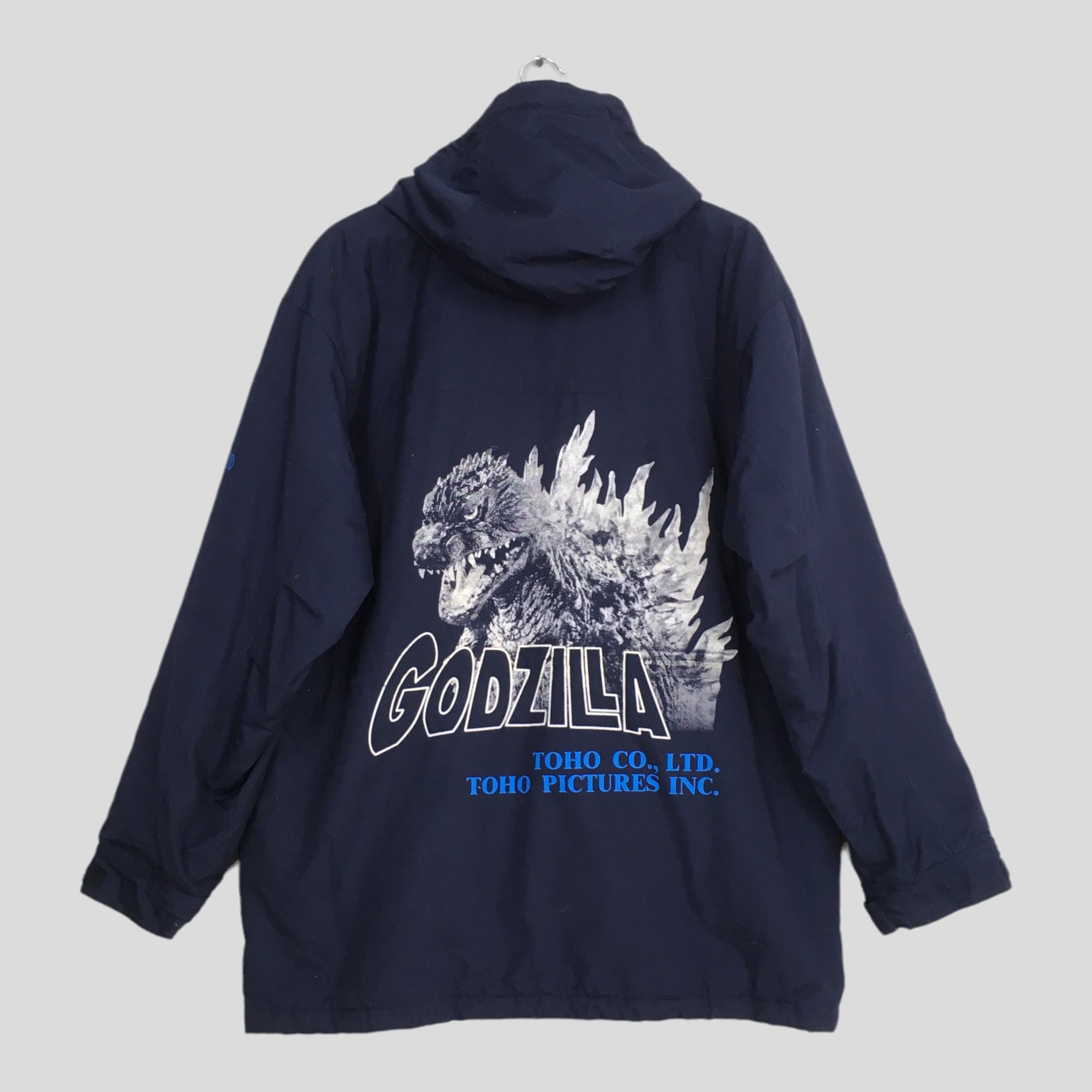 Wear Jacket Movies 90s Toho Long Godzilla L Warmer Blue Warmer Gojira Large Jacket Parka Size Finland Japan Japan - Godzilla Etsy Jacket Bomber Vintage