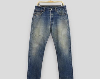 Size 32x29.5 Vintage 90s Levis 502 LVC Big E Japan Faded Blue