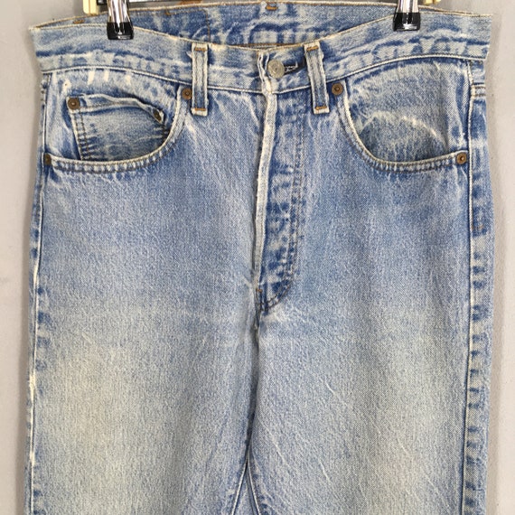 Size 28x29 Vintage 90s Levi's 501 Faded Blue Jean… - image 2