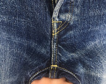 レアKAPITL KOUNTRYインディゴダメージT 1◼︎キャピタル Size 27x30 Kapital Japan Indigo Faded Denim Kapital Kounty