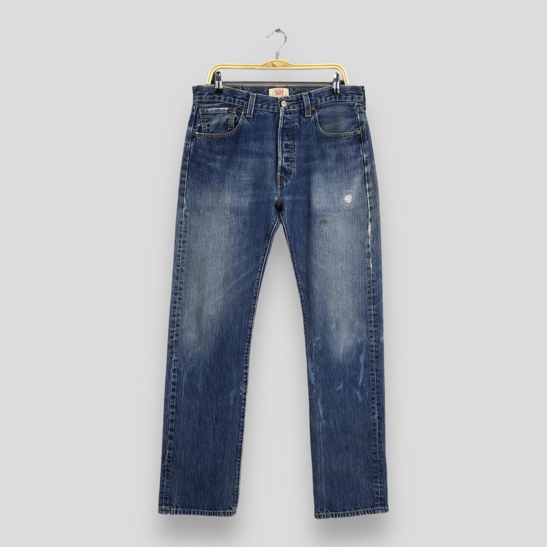 Size 33x33 Vintage 90s Levi's 501 Faded Blue Jeans Light Wash