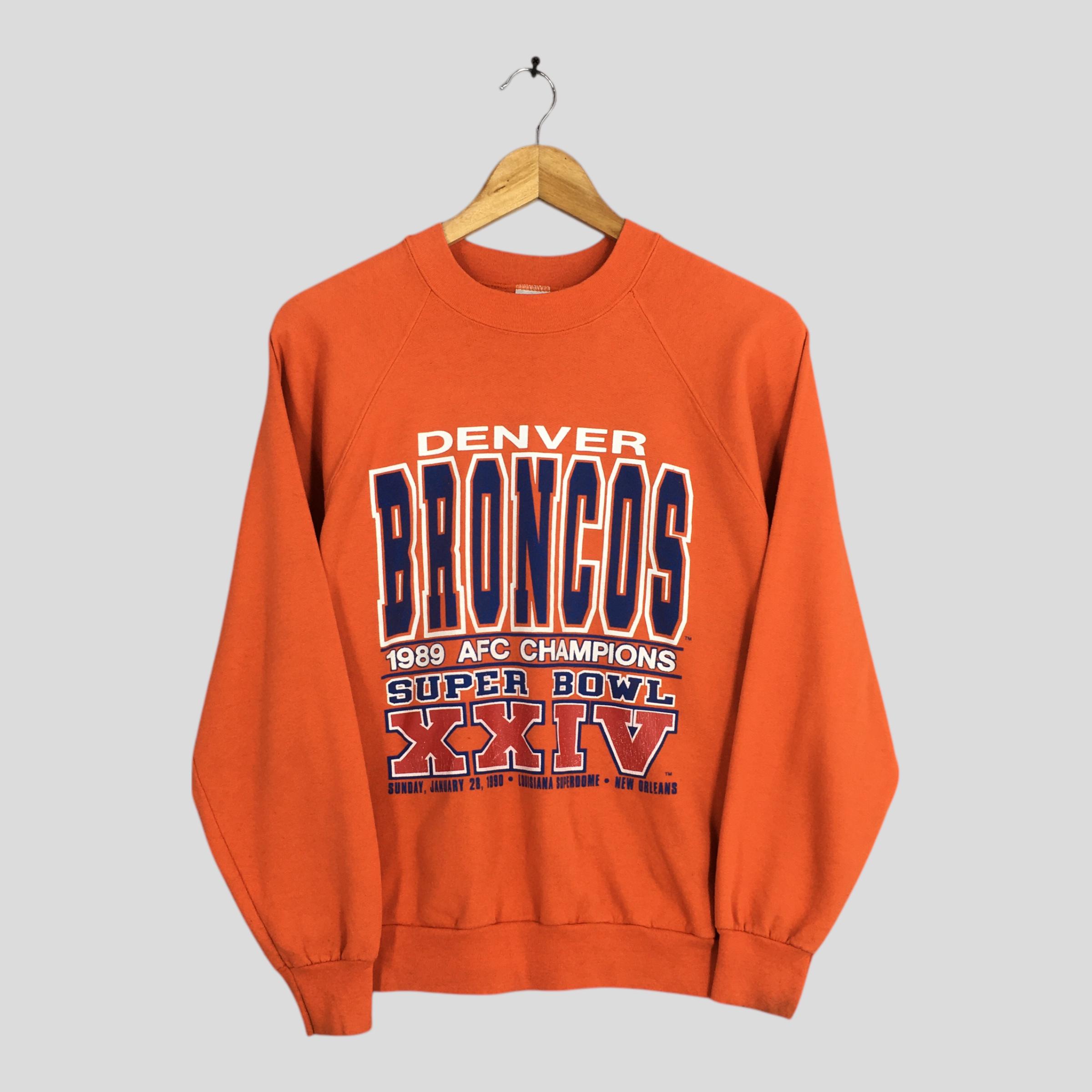 Vintage Denver Broncos Super Bowl NFL Sweatshirt Small 1989 AFC
