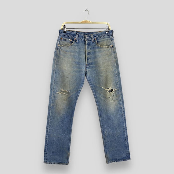 Size 30x29 Vintage 90s Levi's 501XX Faded Blue Jeans Light Wash