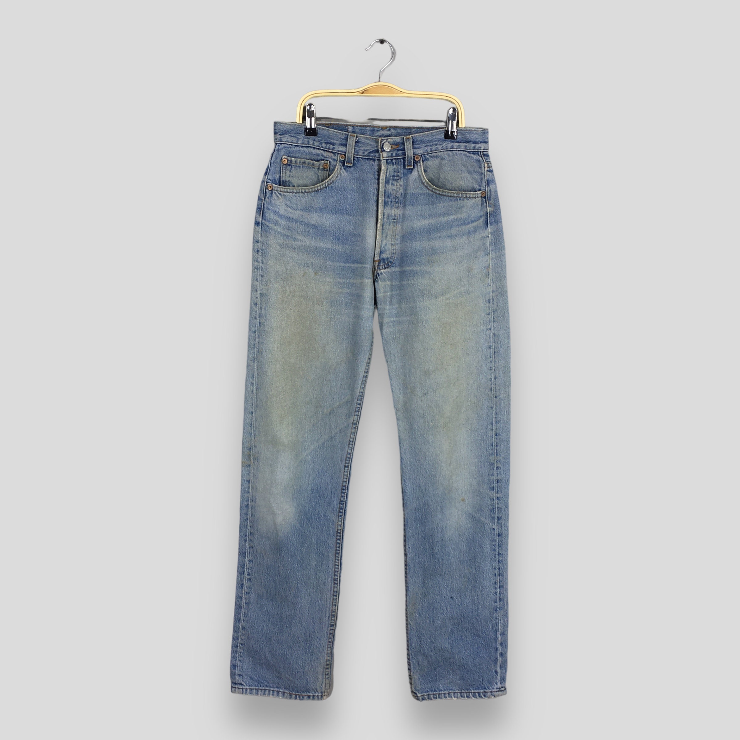 Size 29x30 Vintage 90s Levi's 501 Faded Blue Jeans Light Wash