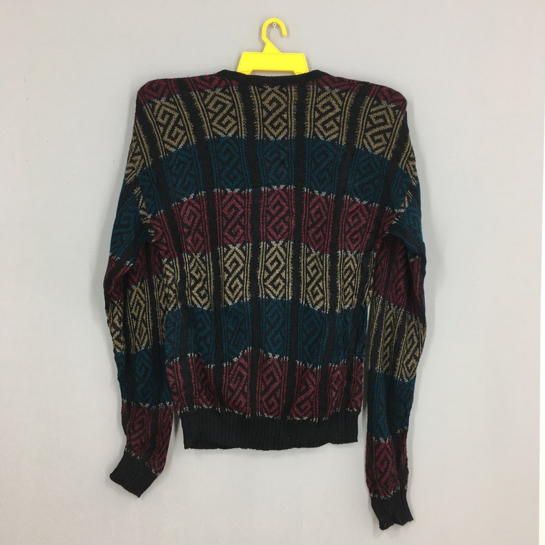 Vintage Jantzen Tribal Native Knitwear Wool Multicolor Large Stripes Sweatshirt Jantzen Usa Sportswear Women Sweater Size L