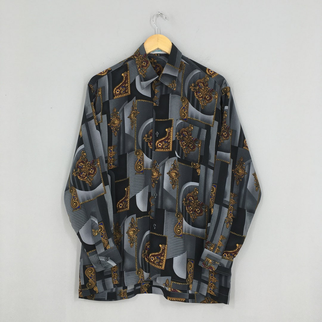 Vintage Designer Retro Baroque Polyester Shirt Medium Pop Art - Etsy