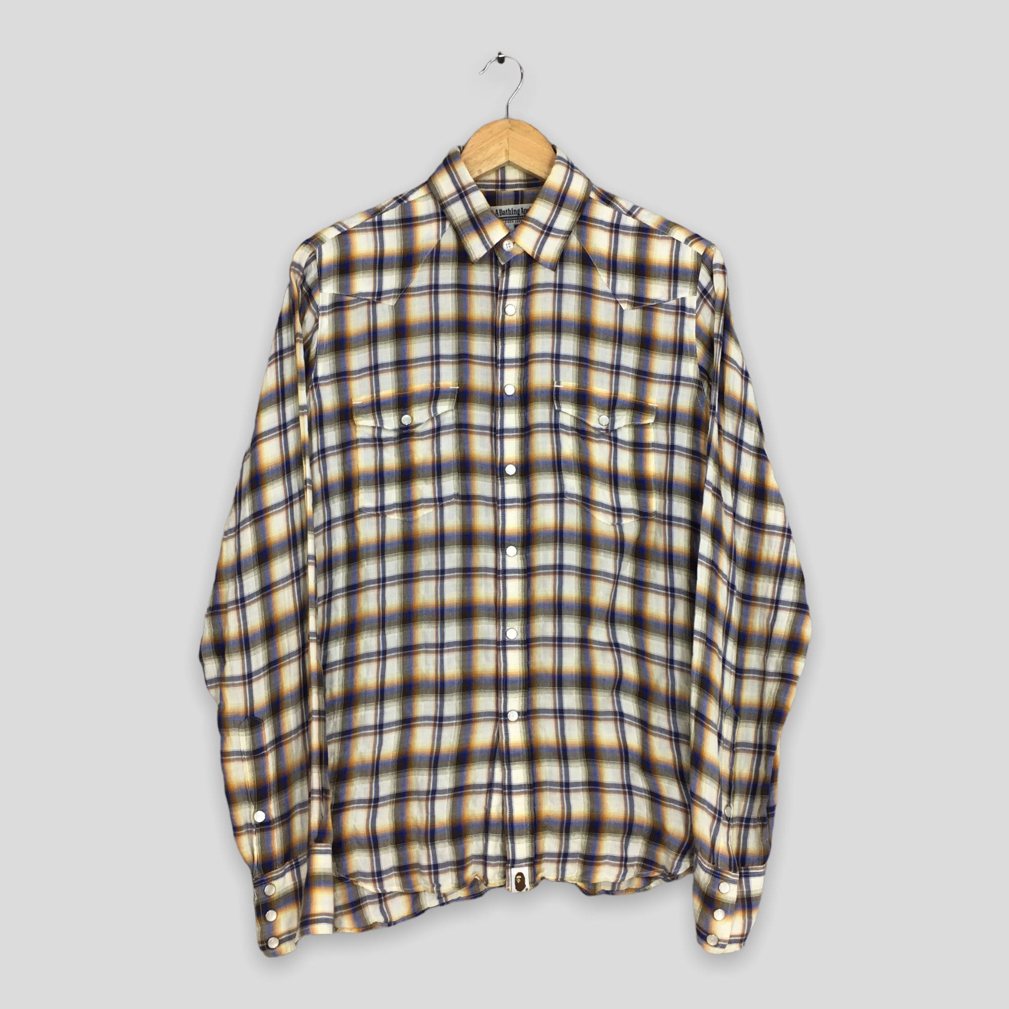 A Bathing Ape Plaid Plaid Shadow Flannel Shirt Medium Bape Tartan 
