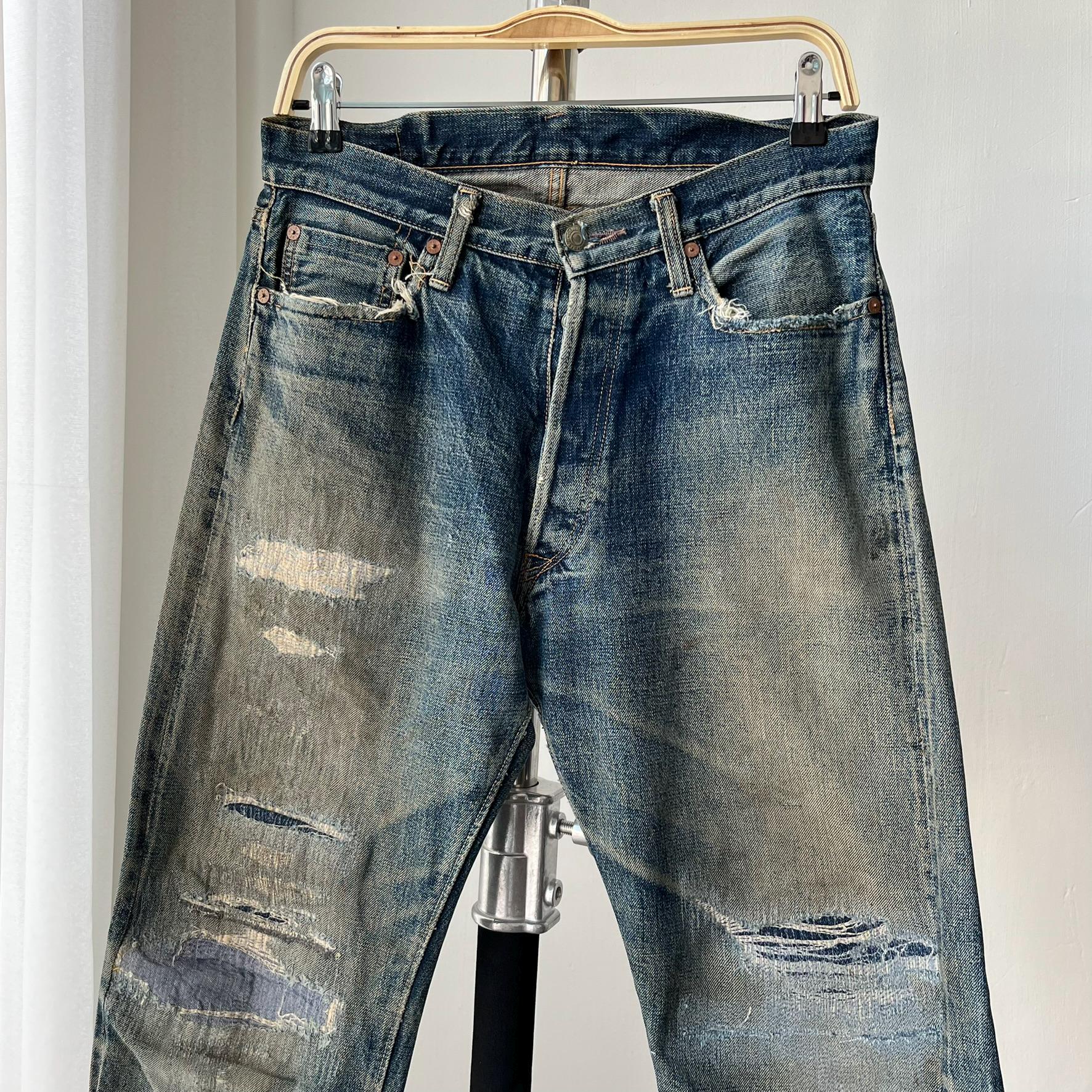 Size 29x30 Vintage 1990s Denime Japan Faded Honeycomb Selvedge Size 29x30 Vintage 1990s Denime Japan Faded Honeycomb Selvedge