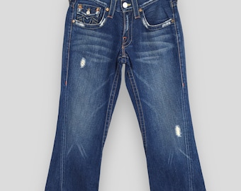 Size 30x31.5 Vintage True Religion Women's Bootcut Denim Y2K True Religion Joey Low Rise Flared Jean Streetwear True Religion Wide Leg Pants