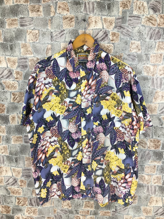 Vintage Hawaiian Animal Floral Motif Shirt Large Hawaii Flower | Etsy