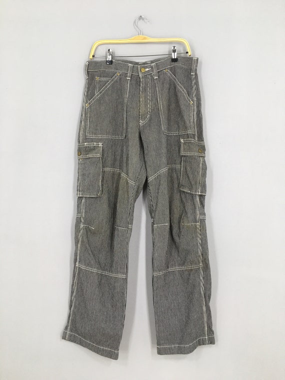 Maat 32 x 31 Dogman Japanse hickory gestreepte cargobroek met meerdere zakken Union Made gestreepte broek Timmerman werkkleding broek mannen werkbroek W32 Etsy Nederland