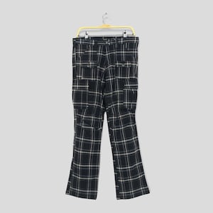 Size 32x31 Bee Bell Japan Flared Cargo Pants Tartan Plaid Checkered Pants Boot Cut Multi Pocket Wide Leg Pant Checked Streetwear Trouser W32