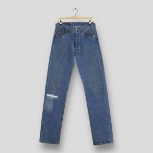 Size 29x35.5 Vintage 90s Levi&#39;s 501 Blue Jeans Stonewash Levi&#39;s Ripped Faded Dirty Denim Levis Light Washed Levis 501 Distressed Jeans W29