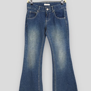 Size 27x31 Vintage 80s C.O.L.Z.A Flared Jeans Low Rise Blue Faded Bootcut Jeans Zipper Wide Leg Pants Bell Bottom Jeans Women&#39;s W27