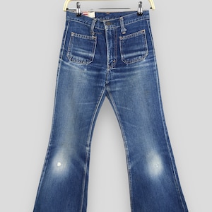 Size 25x26 Vintage 80s Bobson Bootcut Flared Jeans Edwin Stonewash Blue Denim 1970s Jeans Bobson Wide Leg Edwin Button Fly Low Rise Pant W25