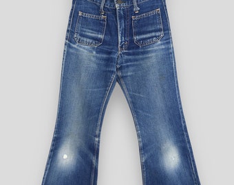 Talla 25x26 Vintage años 80 Bobson Bootcut Flared Jeans Edwin Stonewash Blue Denim 1970s Jeans Bobson Wide Leg Edwin Button Bra Low Rise Pant W25
