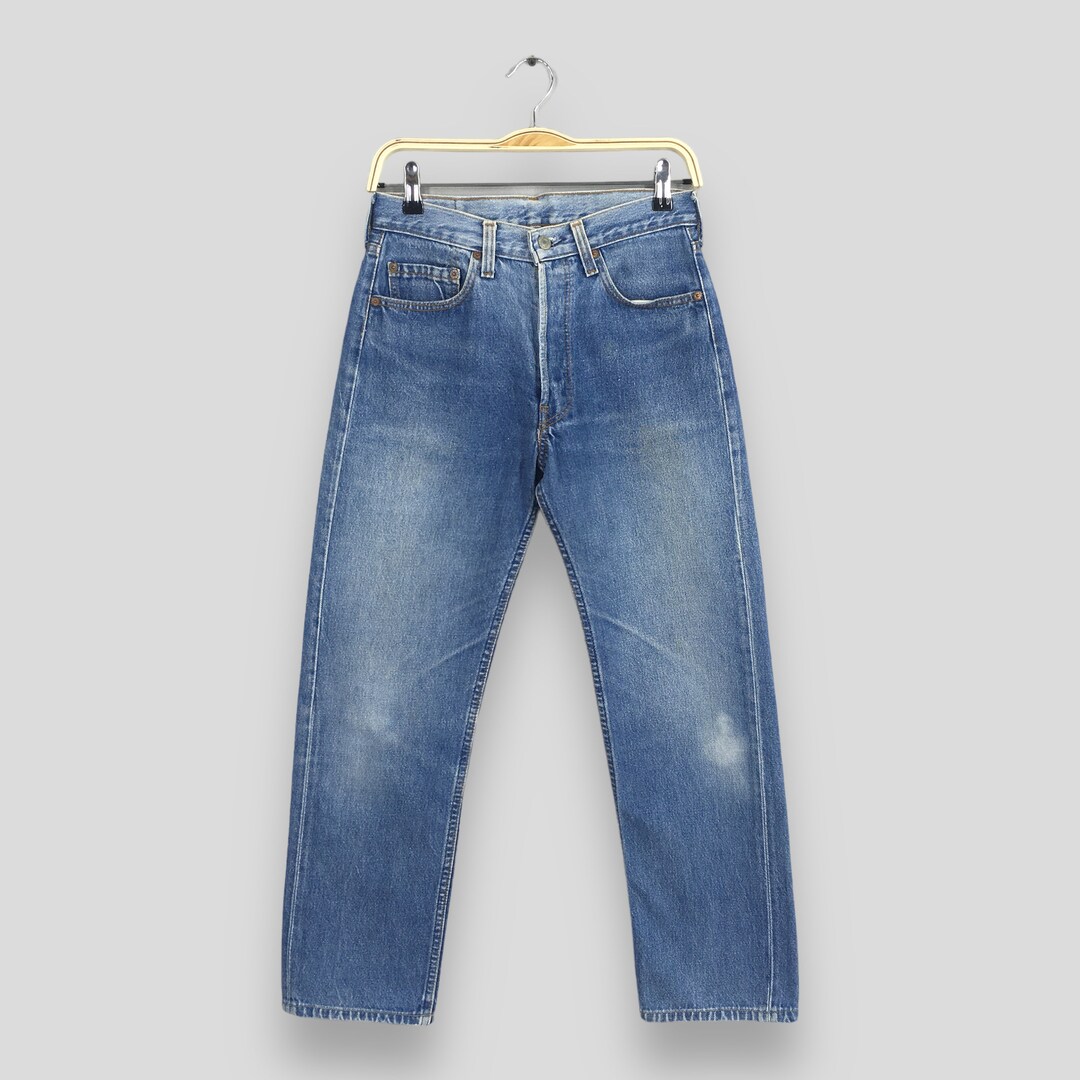 Levi's 501 S Jean Taille Haute - Bleu Lightwash - Droit - Boutons - Taille W26 L32 - État Vintage Usé
