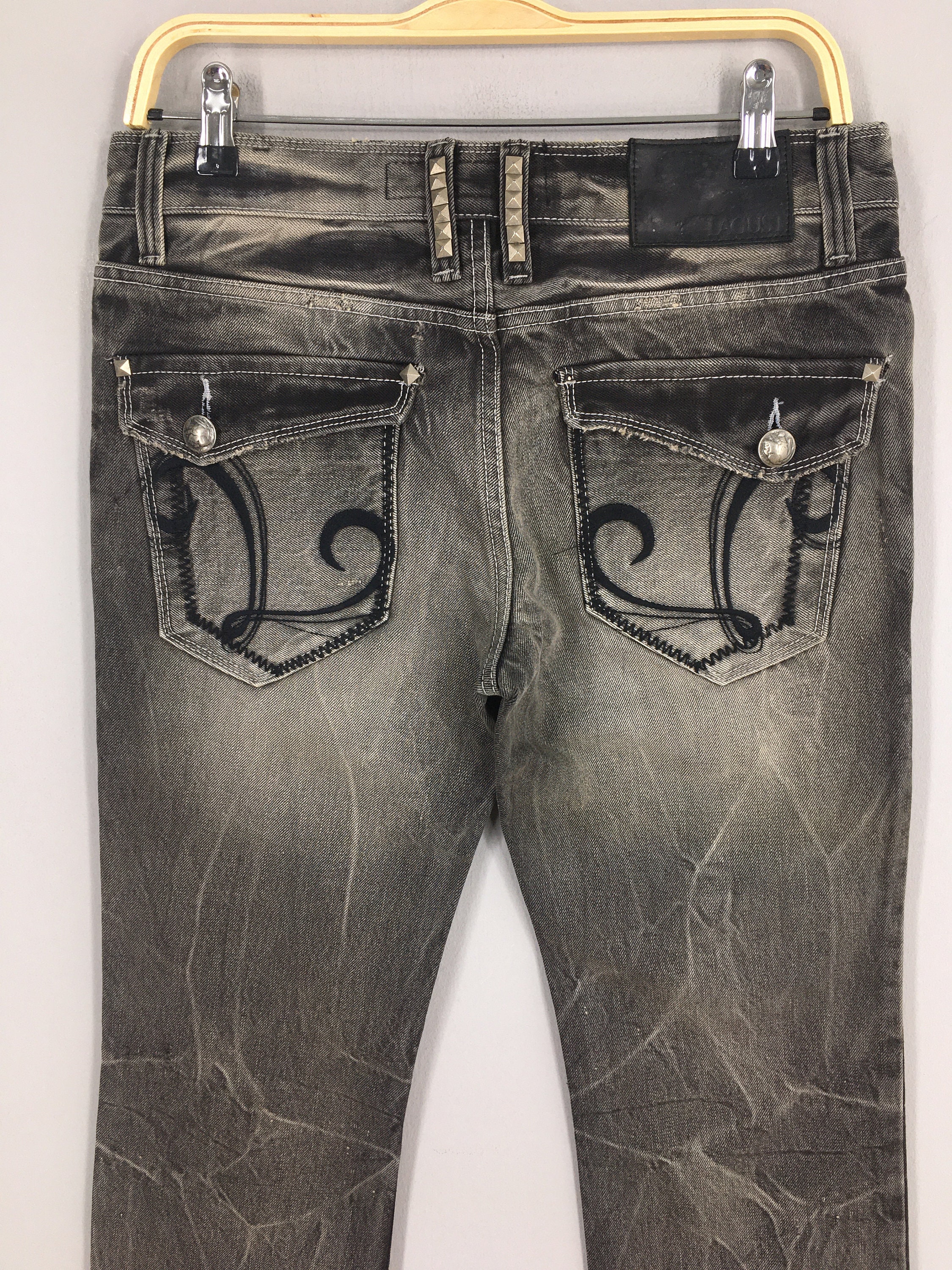 ✨y2k archive LAGUST black denim punk w78 Size 30x31 Vintage Y2K Lagust Japan Denim Black Acid Washed