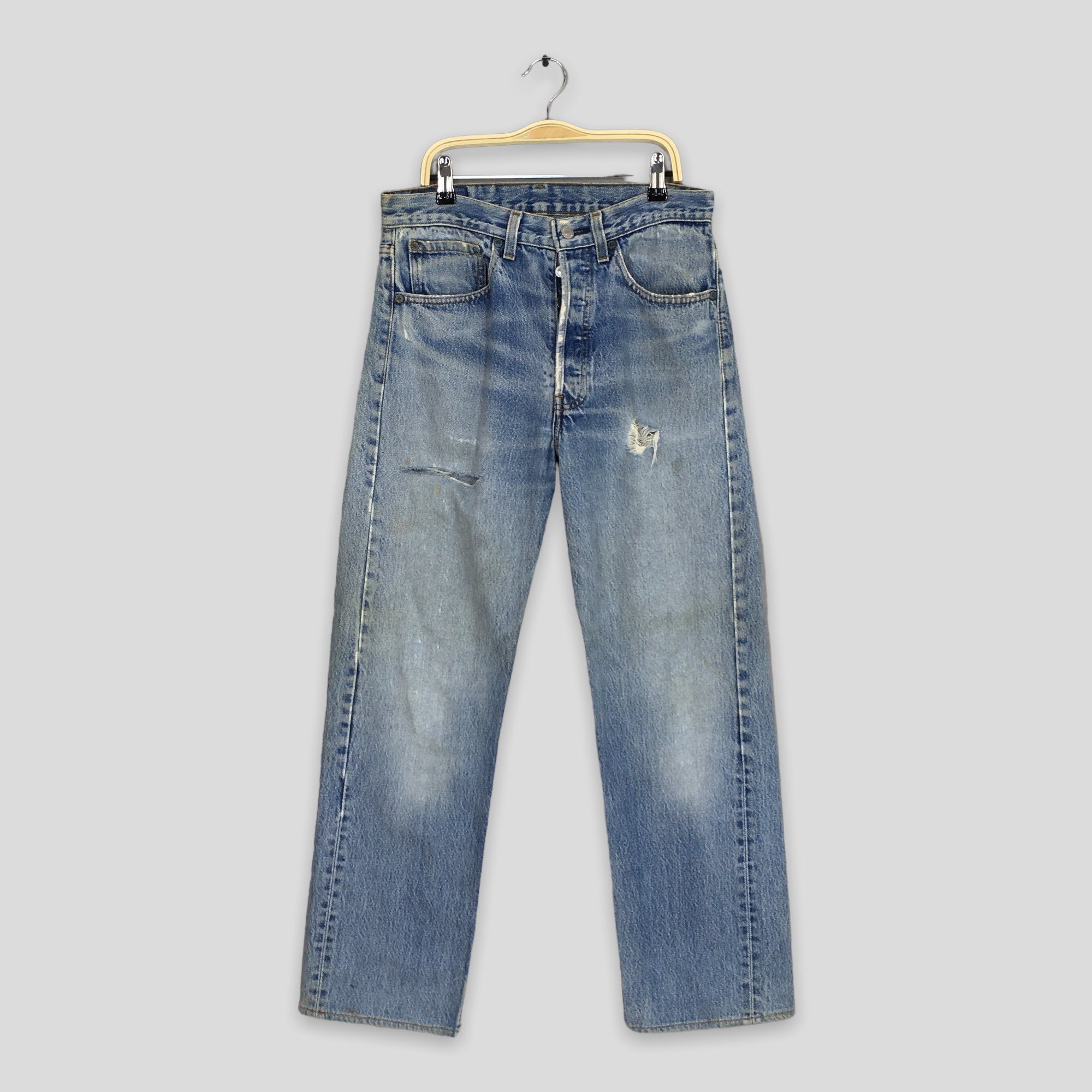 Size 29x27.5 Vintage 80s Levi's 501 Distressed Ripped Jeans