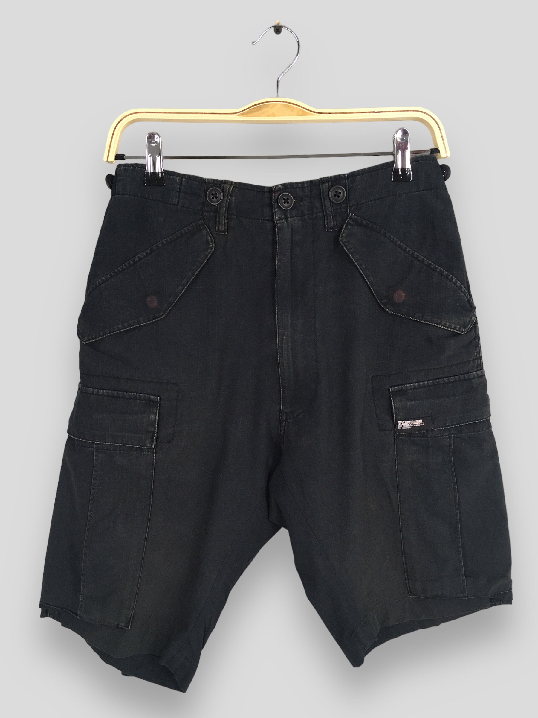 Neighborhood, Size 27x9.5 Vintage Neighborhood Japan Cargo Short Pants Black Jorts Pants Utility Neighborhood Streetwear Cargo Tactical Trouser