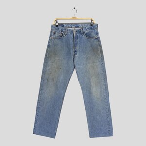 Size 32x27.5 Vintage 90s Levi&#39;s 501 Distressed Faded Jeans Levi&#39;s Button Fly Denim Levi&#39;s 501 Straight Leg Unisex Jeans Levi&#39;s 501 Denim W32
