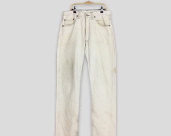 Size 30x33 Vintage 90s Levi's 501 Dirty Denim White Jeans Levi's Straight Leg Jeans Levi's 501 Button Fly Unisex Levi's Light Wash Jeans W30
