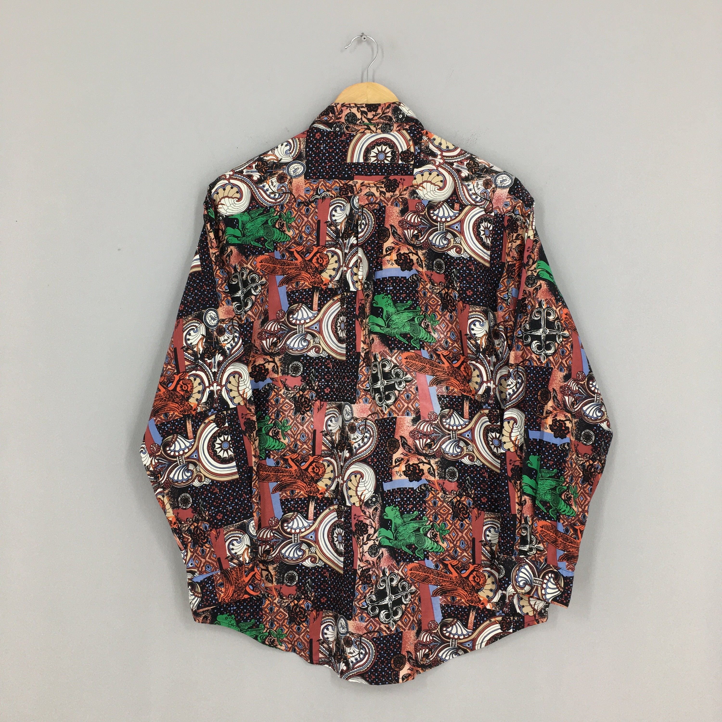 Vintage Baroque Funky Multicolor Shirt Medium 1990s Abstract Etsy