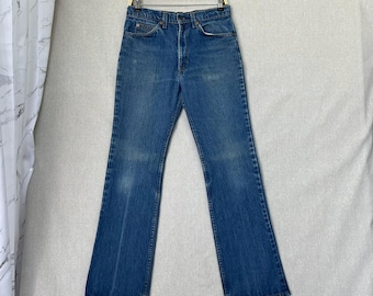 Vintage 70s Levi's 517 Flared Jeans: Distressed Pale Blue Bootcut
