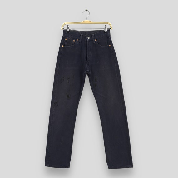 Size 25x29 Vintage 90s Levi's 501 Black Jeans Light Wash Levi's