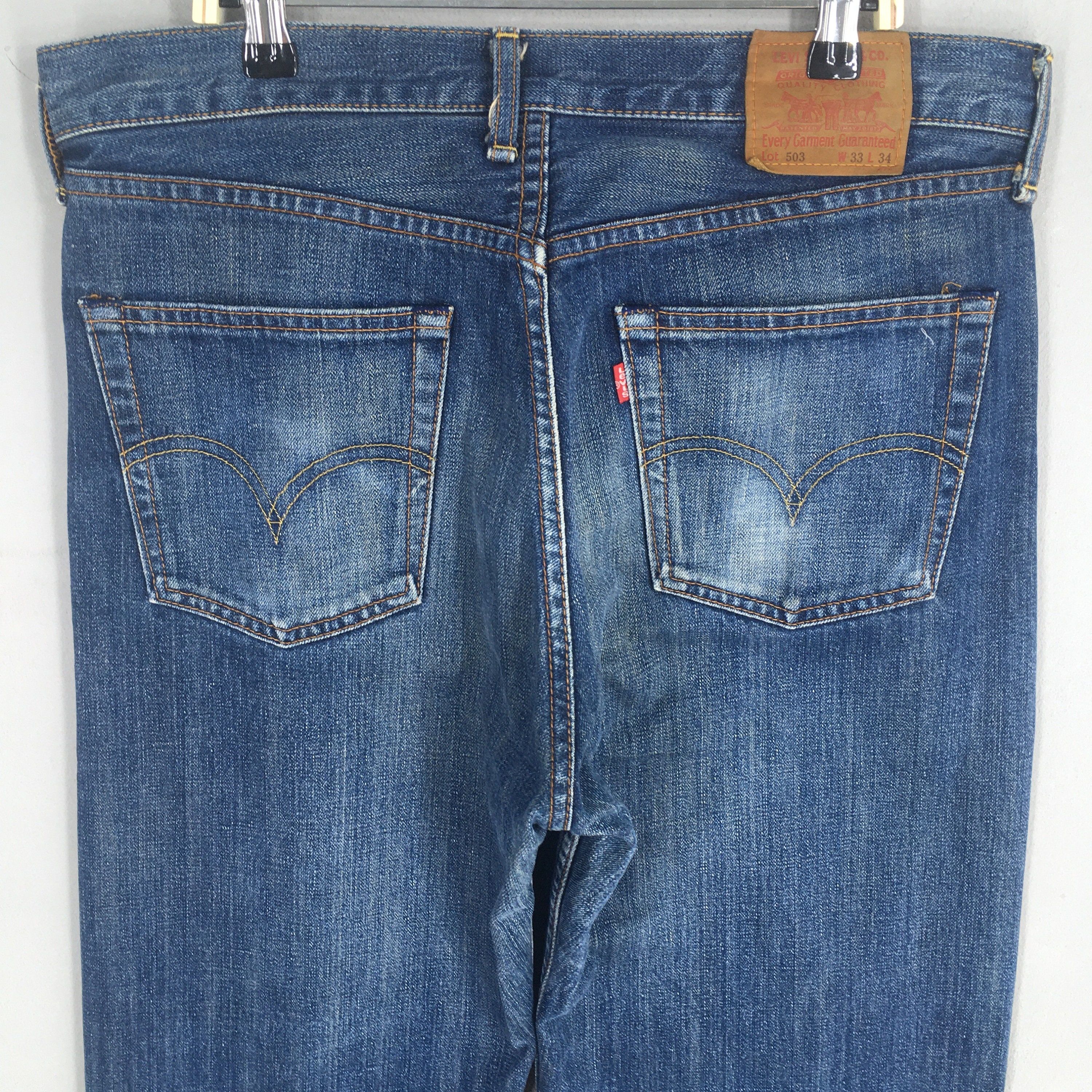 Size 33x34 Vintage Levi's 503 Faded Blue Jeans Straight Cut Jeans